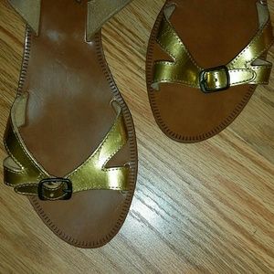 Madewell Gold Mini Wedge Sandals
